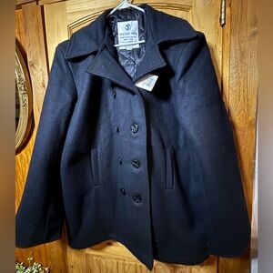 Rothco Elegant Black Wool Pea Coat